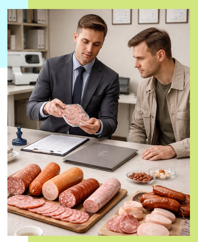 Сертификация колбасных изделий в Карасуке от 7618 р. | Алешин-Кск