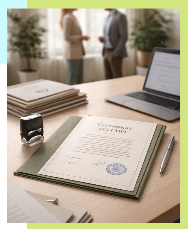 Сертификат без ГМО в Карасуке от 7618 р. оформить срочно Алешин-Кск